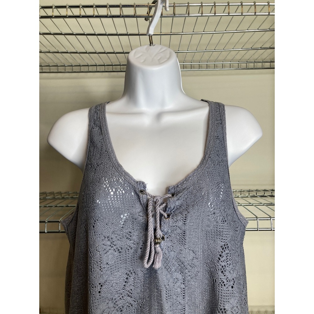 Abercrombie & Fitch Women's Y2K Knit‎ Tank Top Crochet Lace Up Size S Coquette - Picture 7 of 11